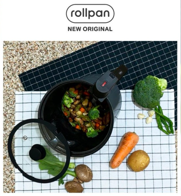 Vitalplant Rollpan Original Auto Rotating Cooking Pot Oven BBQ Korea--milk