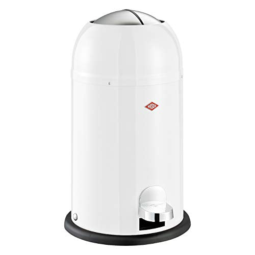 Wesco Kickmaster Junior - German Designed - Step Trash Can, Powder Coated Steel, 4 Gallon / 15 L, Red