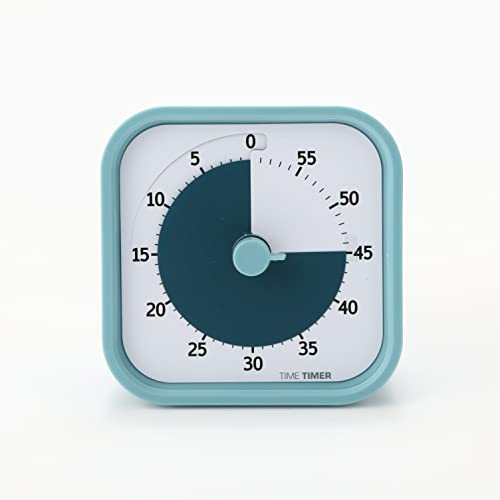TIME TIMER Home MOD - 60분 어린이용 비주얼 타이머 홈 에디션 - 홈스쿨 용품 학습 도구, 어린이용 책상, 사무실 책상 및 회의용 타이머, 무소음 작동(Lake Day Blue)