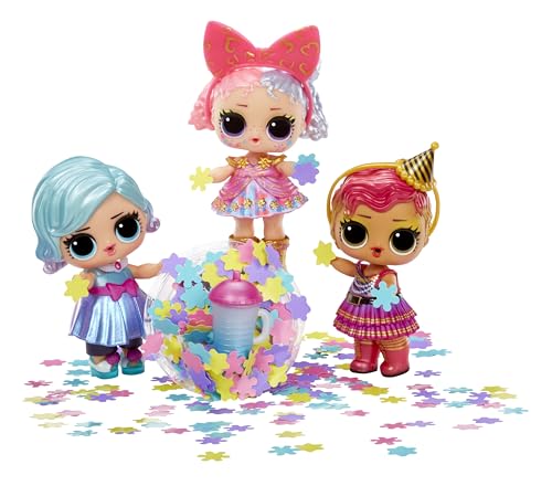 LOL Surprise Big Party With 4 Collectible Dolls, 40+ Surprises, 100 Value, 6 Unboxing Experiences, Fashions, Sand, Gel Crush, Shell Smash, Fluff, Party Confetti, Crunch Beads, Gift for Girls