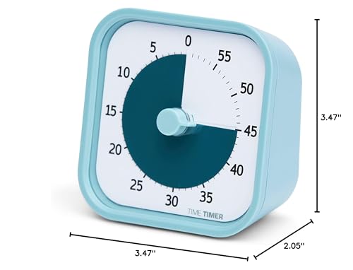 TIME TIMER Home MOD - 60분 어린이용 비주얼 타이머 홈 에디션 - 홈스쿨 용품 학습 도구, 어린이용 책상, 사무실 책상 및 회의용 타이머, 무소음 작동(Lake Day Blue)