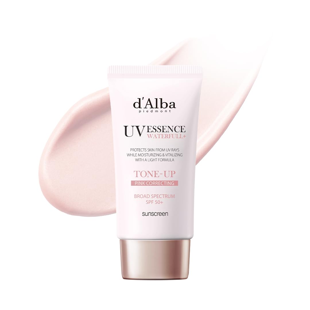 d'alba Piedmont Waterfull Tone-Up 선스크린 세럼 광대역 SPF 50 + 얼굴용 한국산 선스크린, 모든 피부 톤, 땀 방지 포뮬라 (1.69 fl.oz.)