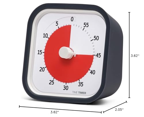 TIME TIMER MOD (Charcoal), A Visual Countdown 60 Minute Timer for Classrooms, Meetings, Kids and Adults Office and Homeschooling Tool with Silent Operation and Interchangeable Silicone Cover