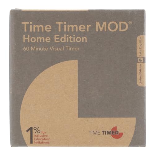 TIME TIMER Home MOD - 60분 어린이용 비주얼 타이머 홈 에디션 - 홈스쿨 용품 학습 도구, 어린이용 책상, 사무실 책상 및 회의용 타이머, 무소음 작동(Lake Day Blue)