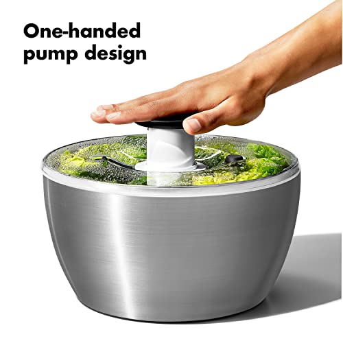 OXO 굿 그립스 스테인리스 스틸 샐러드 스피너, 6.34Qt.