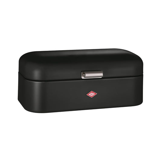 WESCO Grandy bread bin in mint colour, powder-coated sheet steel, ventilation holes and sturdy handle