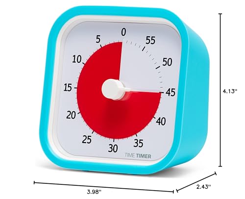 TIME TIMER 60분 MOD 교육용 에디션 — 어린이 교실 학습, 교사용 탁상 시계, 공부 도구 및 사무실 회의를 위한 데스크톱 소프트웨어가 포함된 시각적 타이머(무소음 작동, 하늘색)