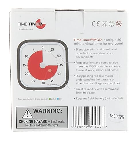 TIME TIMER MOD (Charcoal), A Visual Countdown 60 Minute Timer for Classrooms, Meetings, Kids and Adults Office and Homeschooling Tool with Silent Operation and Interchangeable Silicone Cover