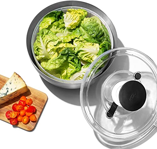 OXO 굿 그립스 스테인리스 스틸 샐러드 스피너, 6.34Qt.