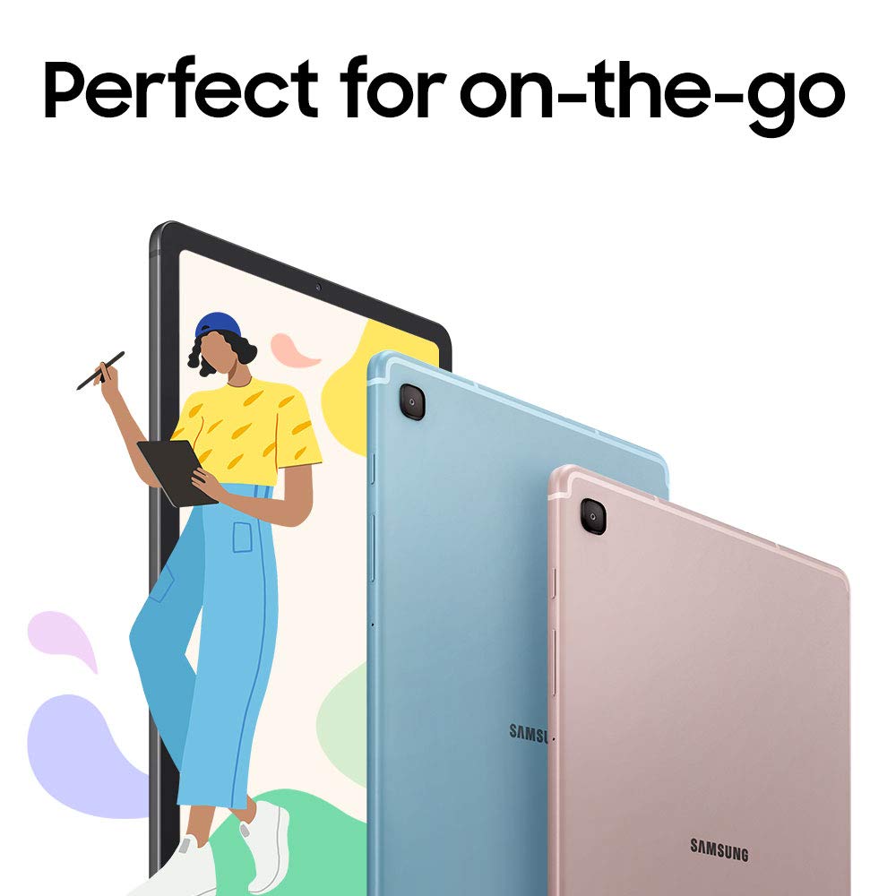 SAMSUNG Galaxy Tab S6 Lite 10.4" 128GB Android Tablet, LCD Screen, S Pen Included, Slim Metal Design, AKG Dual Speakers, 8MP Rear Camera, Long Lasting Battery, US Version, 2022, Angora Blue