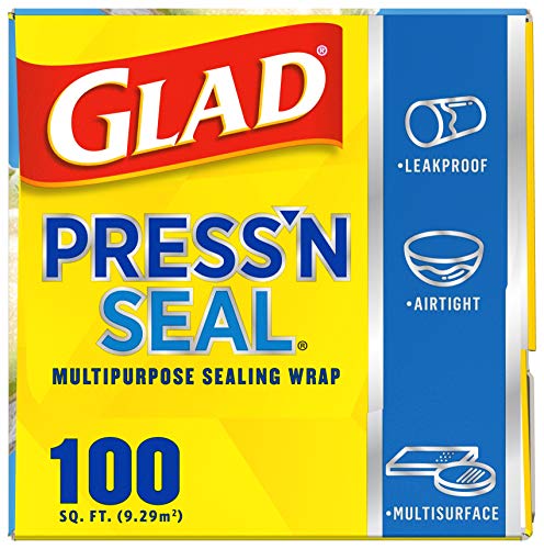 Glad Press'N Seal Plastic Food Wrap, 100 Square Foot Roll, Pack of 3, (Package May Vary)