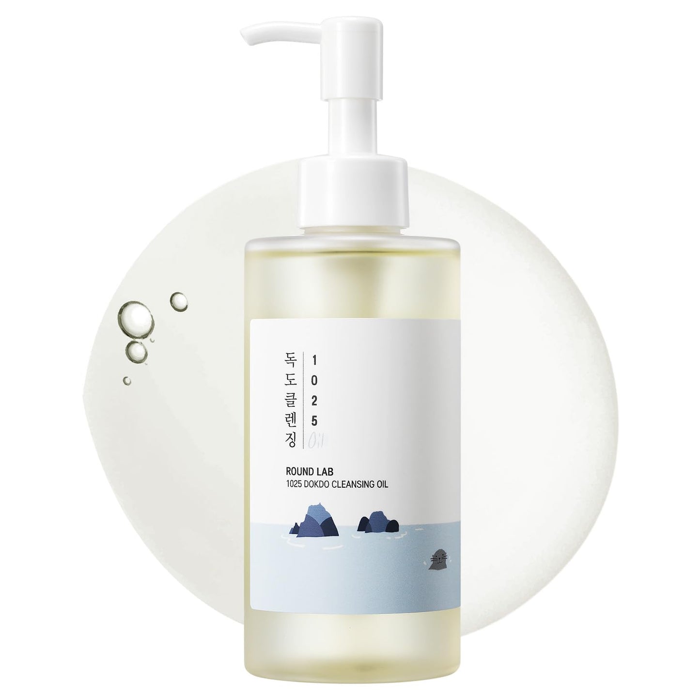 ROUND LAB 1025 독도 클렌징 오일 6.76 Fl Oz, 얼굴용 오일 클렌저, 딥 포어 클렌징, 메이크업 블랙헤드 불순물 제거제, 쉽게 씻어낼 수 있고 기름기가 없고, 한국식 스킨 케어