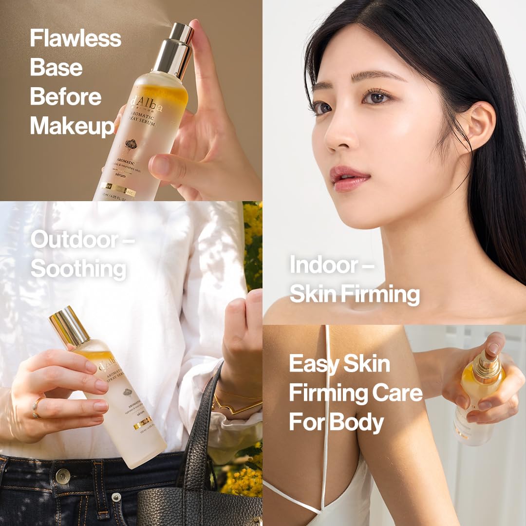 d'alba Piedmont Italian White Truffle First Aromatic Spray Serum, 향기로운 VEGAN Glowy Antioxidant Face Mist, 깊은 수분 공급 피부 탄력, 한국 스킨 케어(4.05 fl.oz)