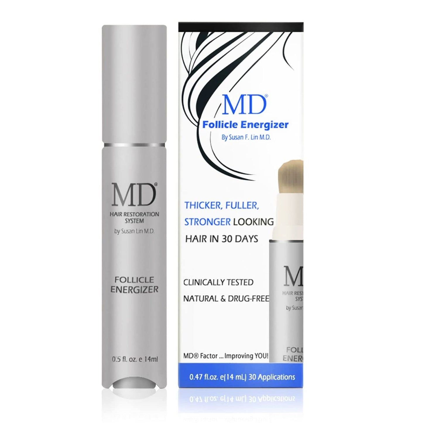 MD Factor Natural Hair Growth Serum | Follicle Energizer Serum - 모낭을 자극하여 두껍고 풍성한 머리카락을 생성하여 얇아지는 머리카락과 탈모를 예방합니다(튜브당 30일 공급)