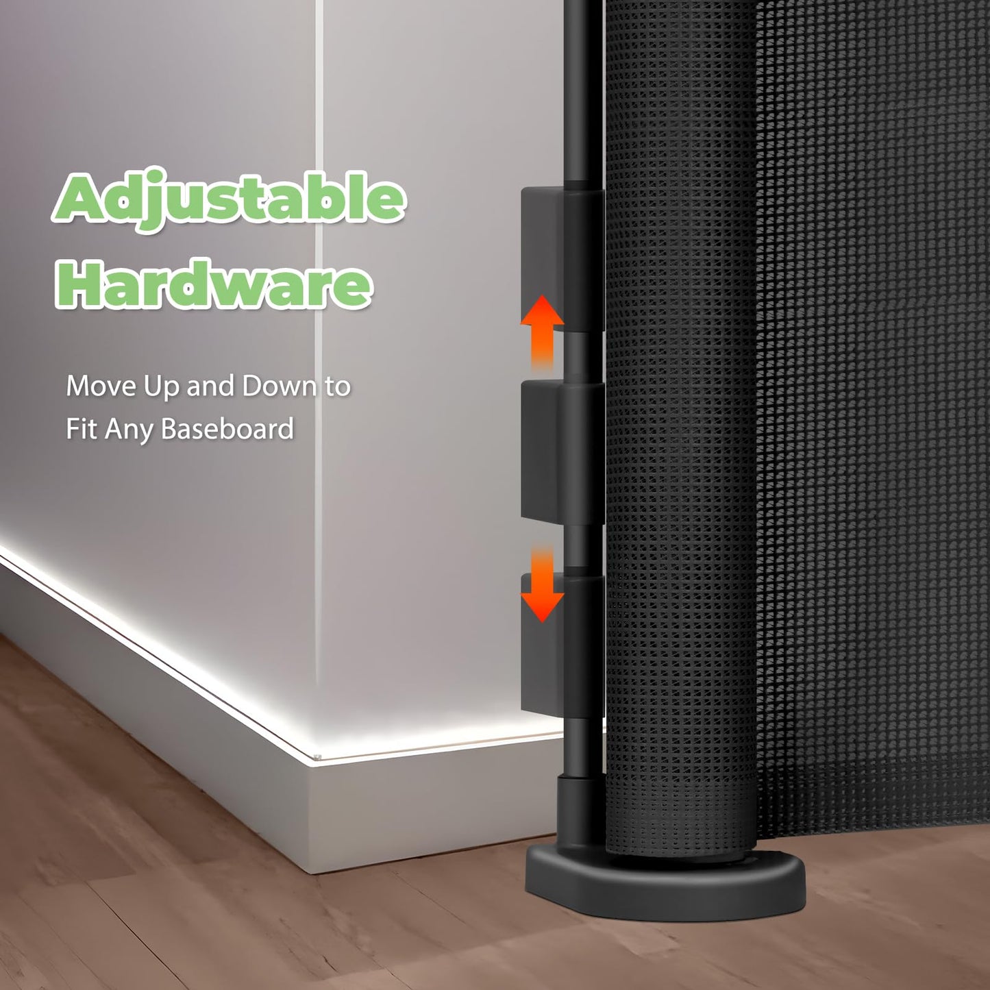 96 Inch Wide Reinforced Retractable Baby Gate with Support Rods, Extra Long Dog Gate Retractable Gate Outdoor Gates for Decks, Prevent Crawling Under Extra Long Baby Gates for Large Openings, Black