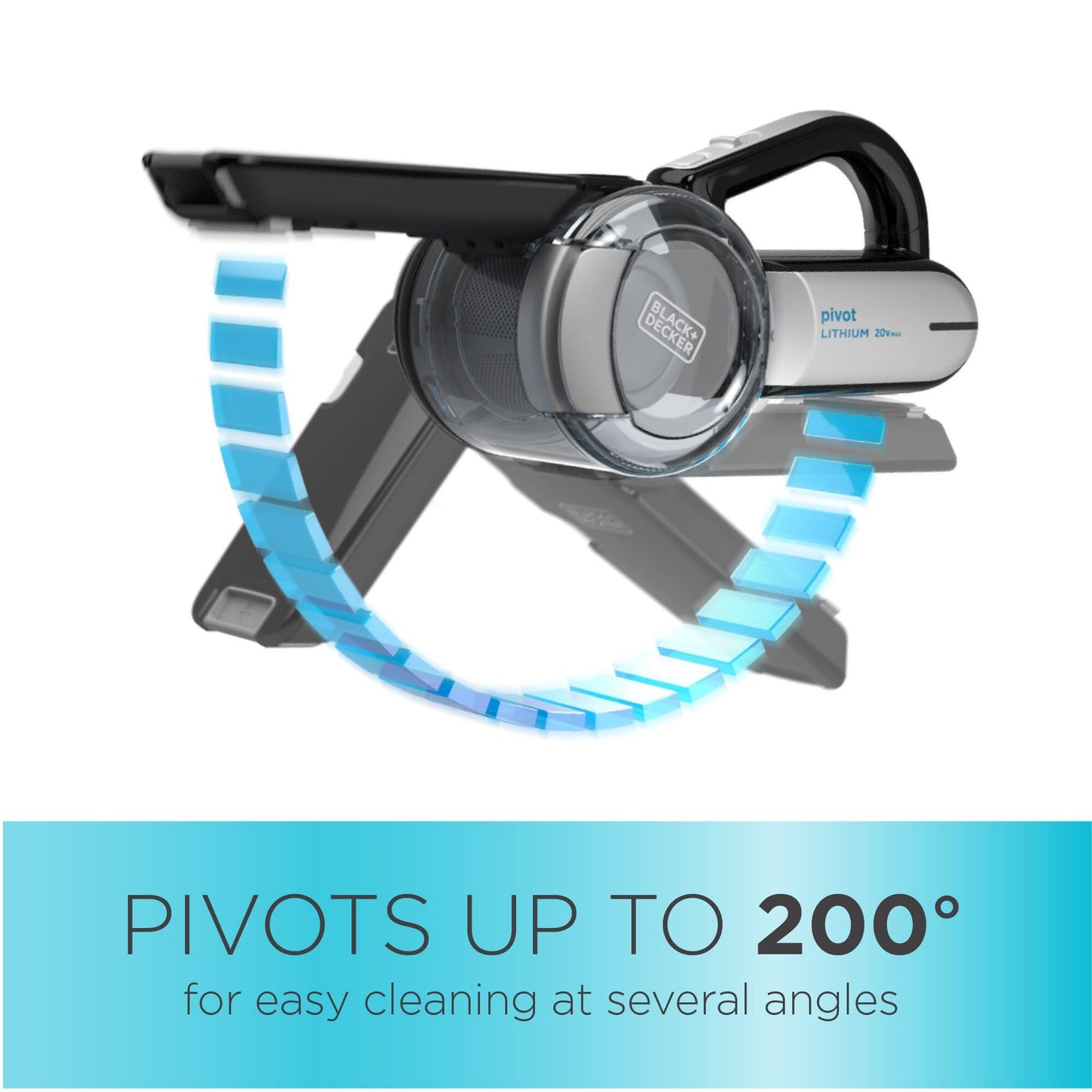 BLACK+DECKER dustbuster PIVOT VAC 코드리스 핸드헬드 진공 청소기, 틈새 도구 및 피벗 노즐이 있는 가정 및 자동차 진공 청소기(BDH2000PL)