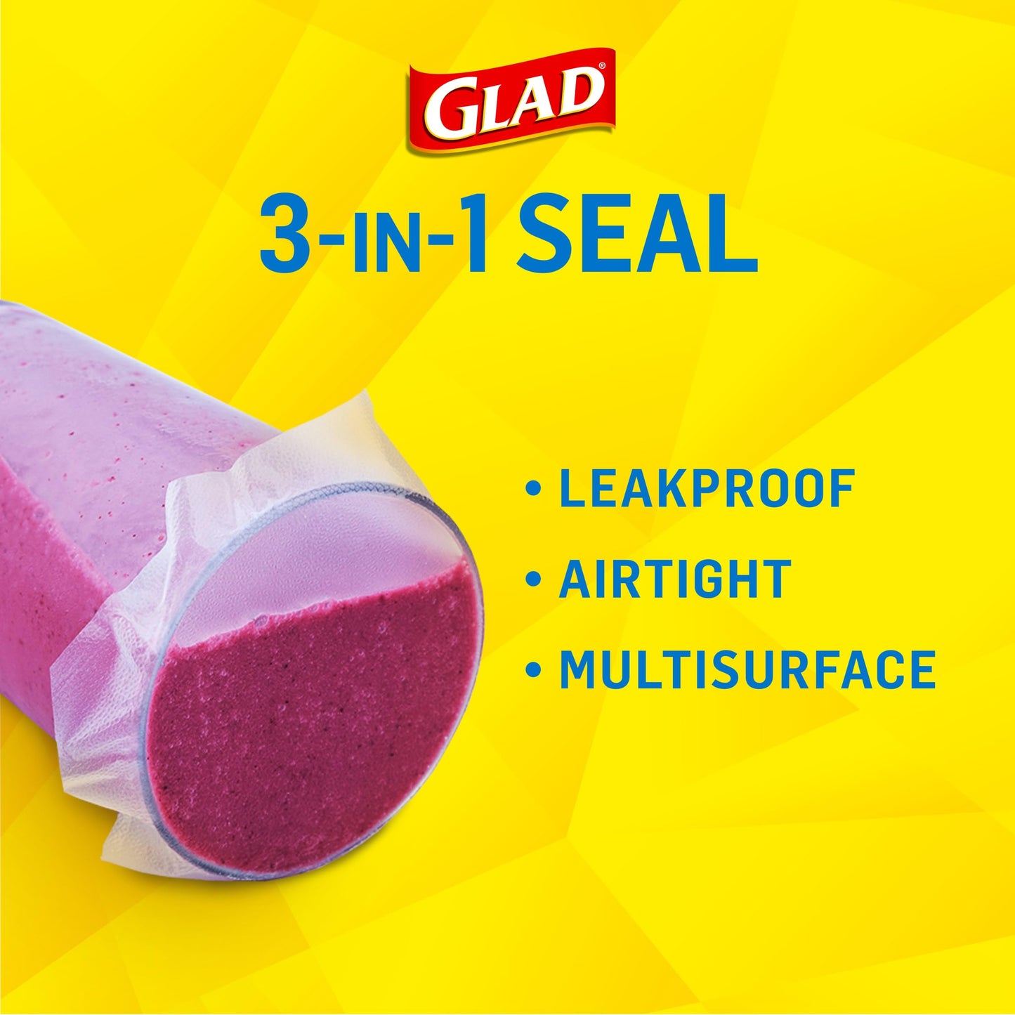 Glad Press'N Seal Plastic Food Wrap, 100 Square Foot Roll, Pack of 3, (Package May Vary)