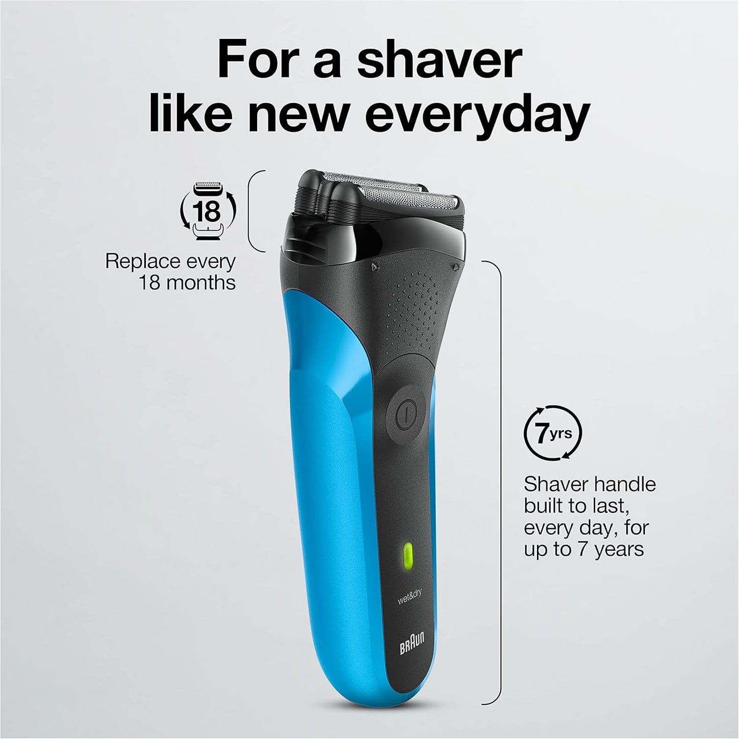 Braun Electric Razor for Men, Series 3 310s Electric Foil Shaver, Rechargeable, Wet & Dry