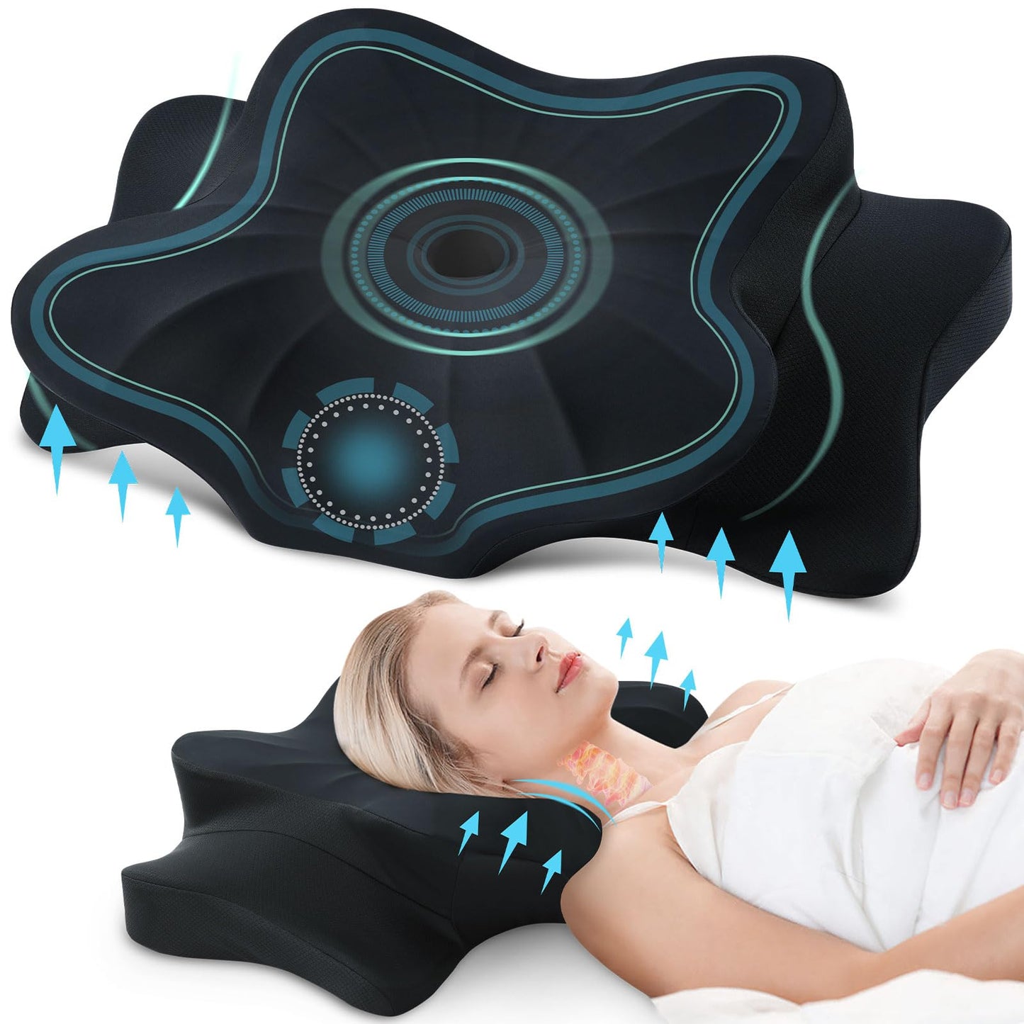 DONAMA Cervical Pillow for Neck and Shoulder,Contour Memory Foam Pillow,Ergonomic Neck Support Pillow for Side Back Stomach Sleepers with Pillowcase-Standard Size