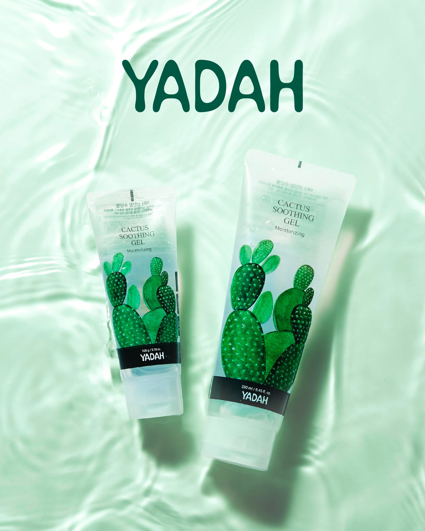 YADAH 선인장 진정 젤(8.45fl oz) - 일광 화상 완화, 진정, 시원함 & 자극받은 피부 진정, 얼굴 붉어짐. 한국 스킨 케어. 95% 선인장 추출물, 비건.