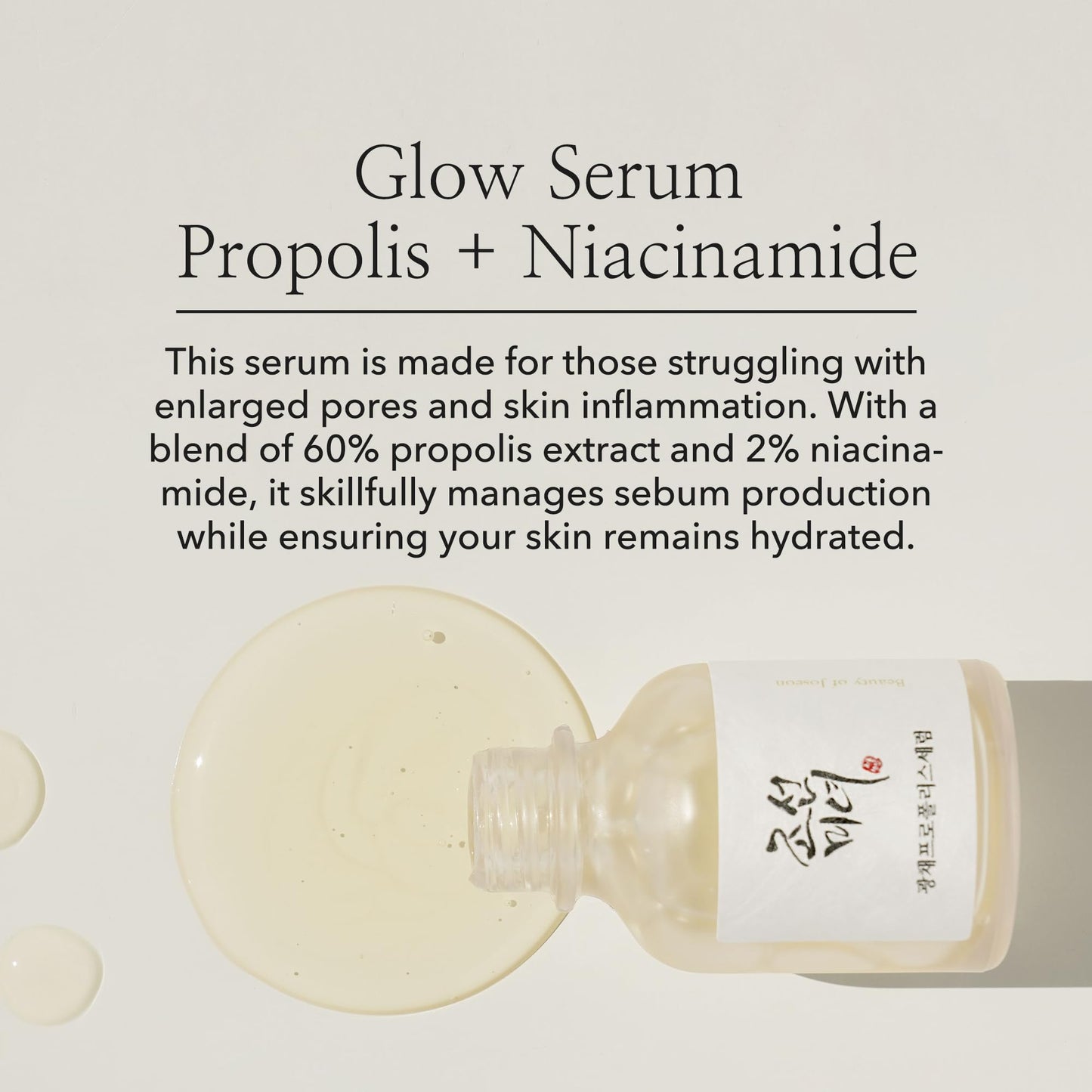 Beauty of Joseon Glow Serum Propolis and Niacinamide Hydrating Facial Soothing Moisturizer for Irritated Uneven Skin Tone, Korean Skin Care (1 Fl.Oz)