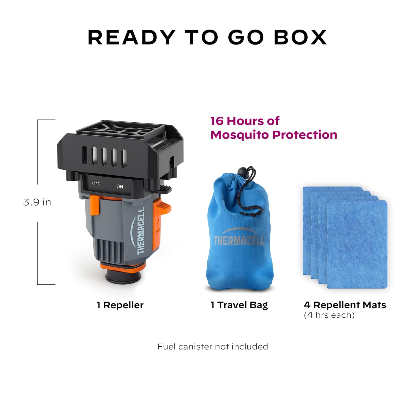 Thermacell Mosquito Backpacker Repeller, Gen 2.0 with 16 Hours of Repellent; 15 Foot Zone of Mosquito Protection; Long Lasting, Deet Free Bug Spray Alternative, Scent Free