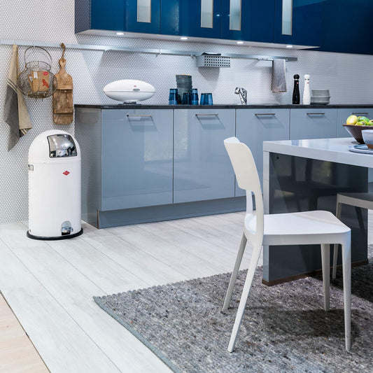 Wesco Kickboy - German Made - Step Trash Can, Powder Coated Steel, 10.6 Gallon / 40L, Almond