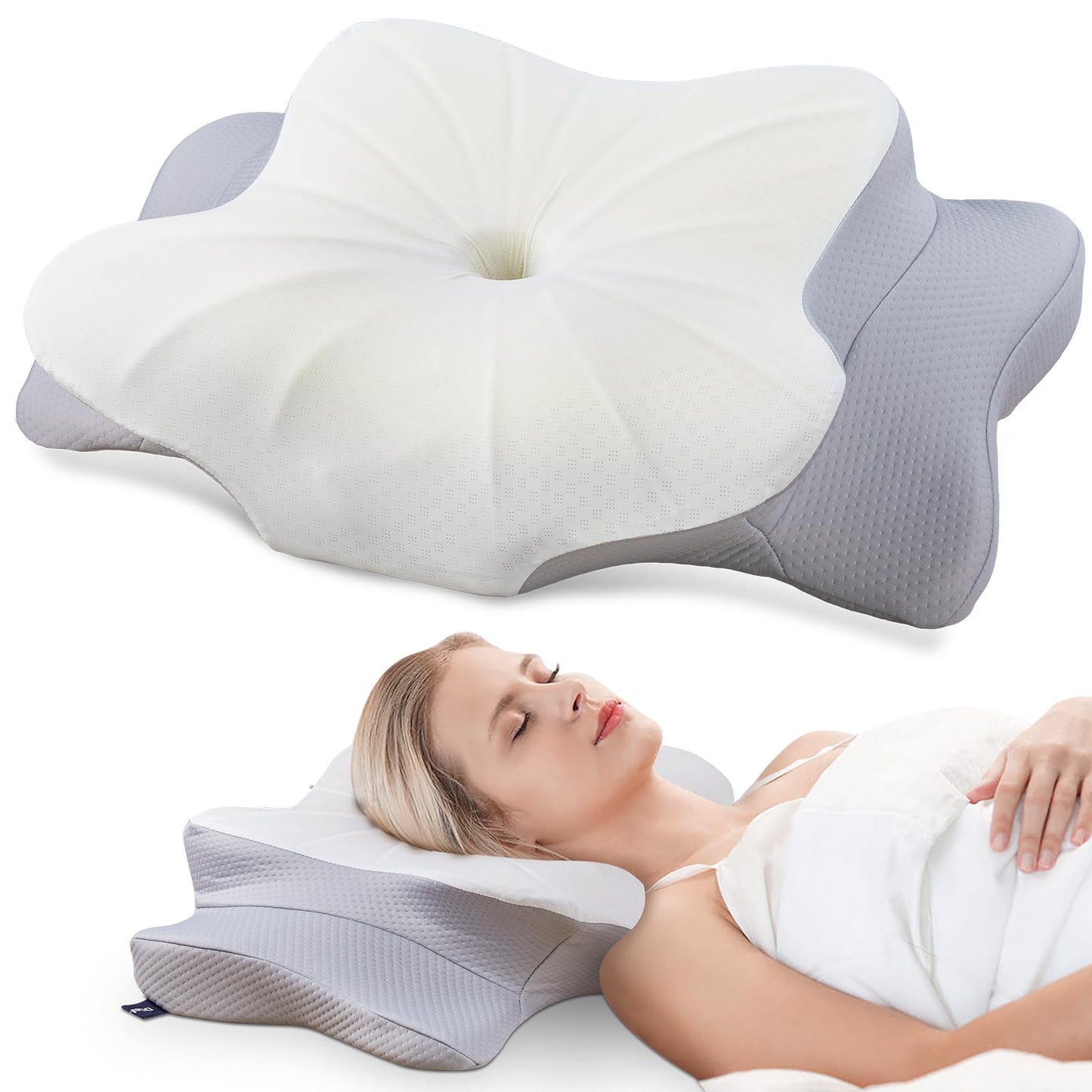 DONAMA Cervical Pillow for Neck and Shoulder,Contour Memory Foam Pillow,Ergonomic Neck Support Pillow for Side Back Stomach Sleepers with Pillowcase-Standard Size