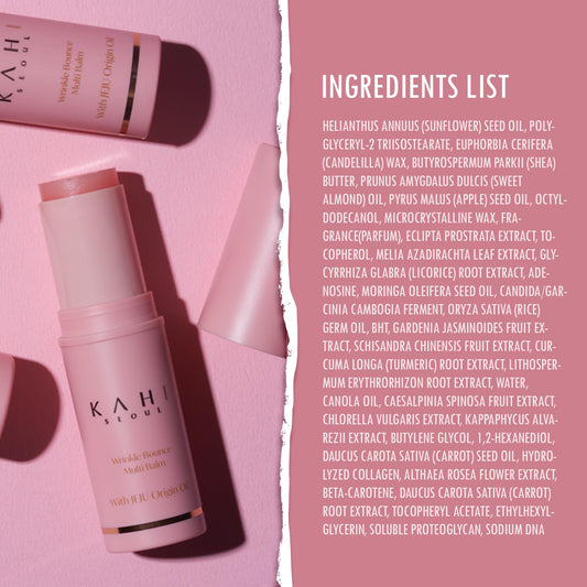 KAHI Wrinkle Bounce Multi Balm Stick | PDRN Collagen Wrinkle Stick | All-in-One Hydrating Lip Balm Eye Cream Neck Cream Make Up Base & Face Mist Moisture Balm | Daily Face Moisturizer