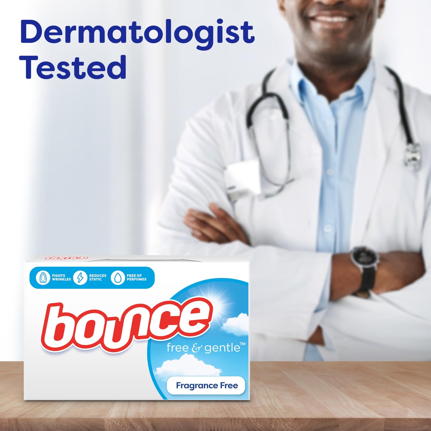 Bounce Free & Gentle Dryer Sheets, 240 Sheets, Unscented Fabric Softener Sheets, Hypoallergenic and Dermatologist Tested