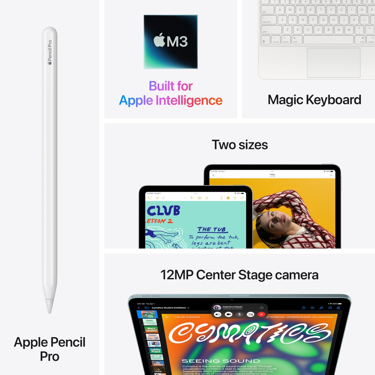 Apple iPad Air 11-inch with M3 chip Built for Apple Intelligence, Liquid Retina Display, 128GB, 12MP Front/Back Camera, Wi-Fi 6E, Touch ID, All-Day Battery Life — Space Gray