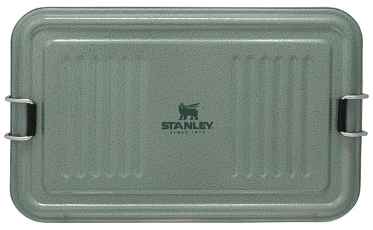 STANLEY Classic Legendary Useful Box 1.25 qt | Metal Snack and Lunch Box | Durable Stainless Steel Travel Food Storage Container | Hiking, Camping, School, or Work | BPA-Free | Hammertone Green