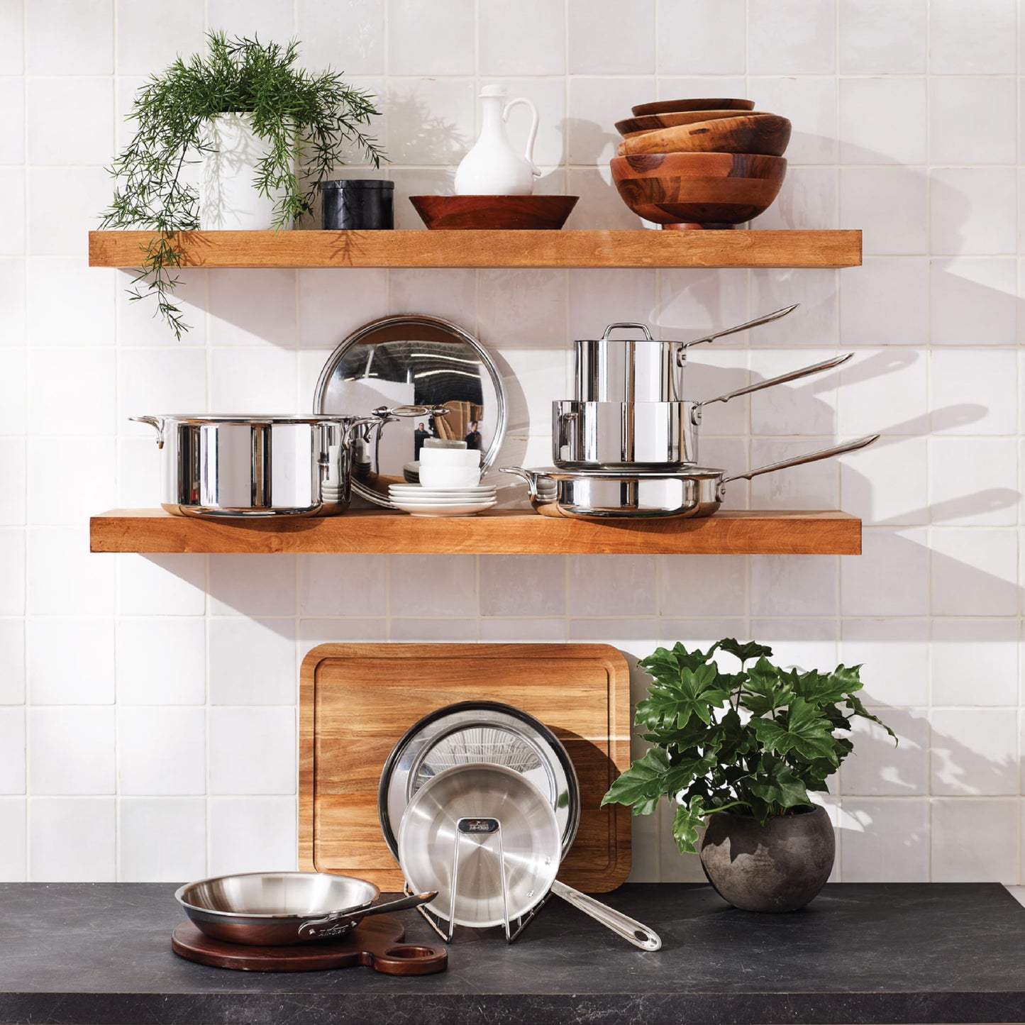 All-Clad D3 3-Ply Stainless Steel Cookware Set 10 Piece, Induction Compatible, Oven Broiler Safe 600F, Kitchen Cooking Set w/ Fry Pans, Saucepans, Saute Pans, Stockpot, Lids, Pots and Pans, Silver