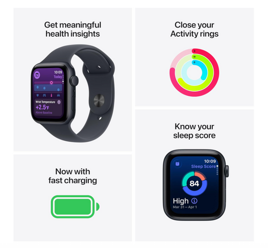 Apple Watch SE 3 [GPS 40mm] Smartwatch with Midnight Aluminum Case with Midnight Sport Band - S/M. Fitness and Sleep Trackers, Heart Rate Monitor, Always-On Display, Water Resistant