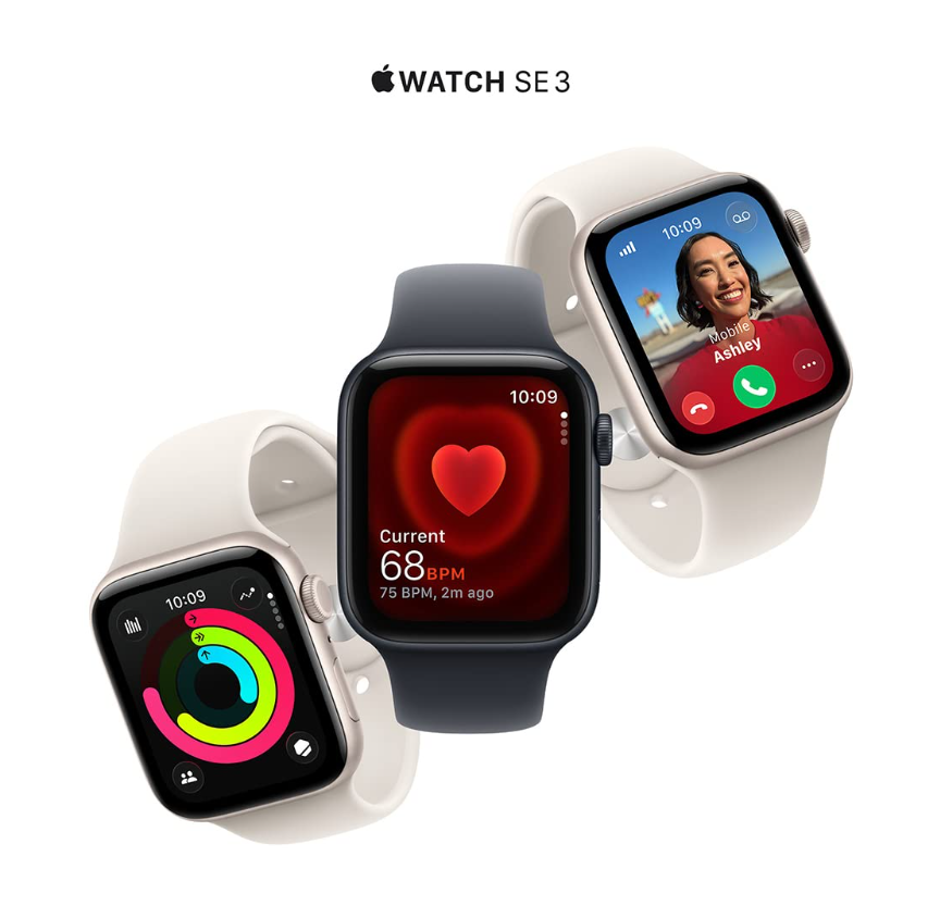 Apple Watch SE 3 [GPS 40mm] Smartwatch with Midnight Aluminum Case with Midnight Sport Band - S/M. Fitness and Sleep Trackers, Heart Rate Monitor, Always-On Display, Water Resistant