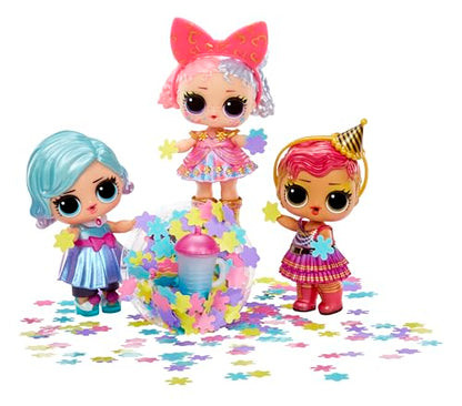 LOL Surprise Big Party With 4 Collectible Dolls, 40+ Surprises, 100 Value, 6 Unboxing Experiences, Fashions, Sand, Gel Crush, Shell Smash, Fluff, Party Confetti, Crunch Beads, Gift for Girls